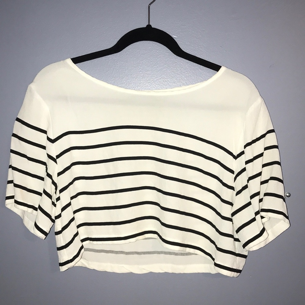 Black and white striped crop top